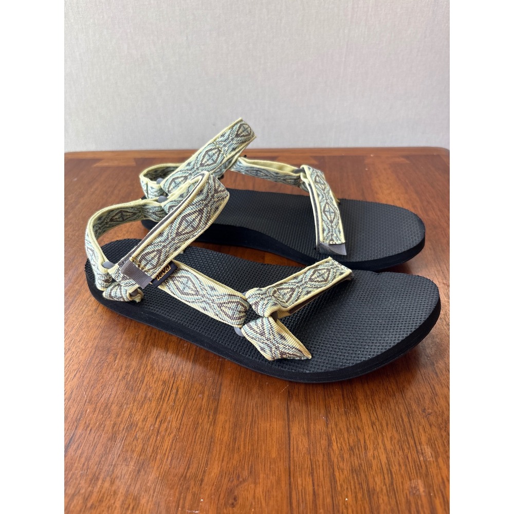 Teva Original Universal Mens 11 Sandals Yellow Green Geometric Straps 1003987